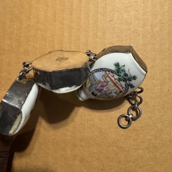 Vintage Ornate Custom Asian Snuff Bottle 925 Bracelet - Picture 5 of 11